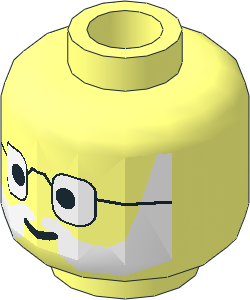 Minifig Head with Glasses and White Muttonchops Pattern