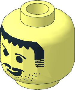 Minifig Head with Stubble, Moustache and Smirk Pattern