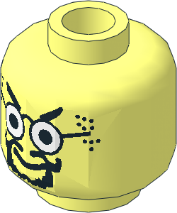 Minifig Head with Villainous Glasses & Black Facial Hair Pattern