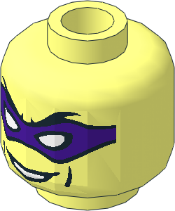 Minifig Head with Mask Purple with Eyeholes and Smile Pattern