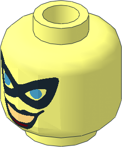 Minifig Head Female with Black Mask, Blue Eyes and Black Lips Pattern