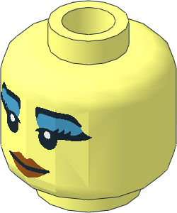 Minifig Head Female with Black Eyebrows, Wide Eyelashes with Thick Dark Azure Mascara, Smile and Dark Orange Lips Pattern
