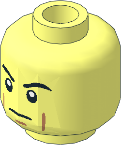 Minifig Head with Eyebrows, Cheeklines, Determined Pattern