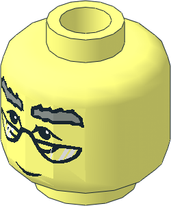 Minifig Head with HP Albus Dumbledore Half-Moon Glasses and Grey Eyebrows Pattern