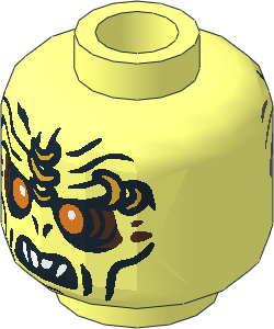 Minifig Head with LOTR Orc with Grey Hair Pattern