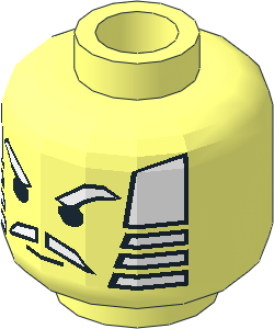 Minifig Head with White Hair, Eyebrows, and Moustache Pattern