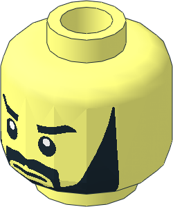 Minifig Head with Black Full Beard, Thick Black Eyebrows and White Pupils Pattern