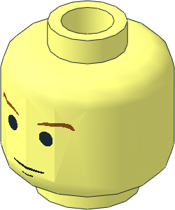 Minifig Head with SW Brown Eyebrows Pattern