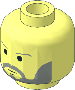 Minifig Head with SW Grey Beard and Eyebrows Pattern