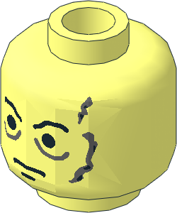 Minifig Head with SW Black Eyebrows and Dark Bluish Grey Scars Pattern