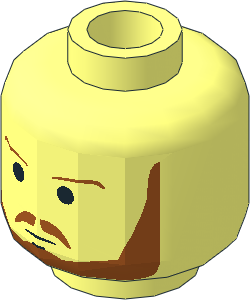 Minifig Head with SW Brown Eyebrows and Beard Pattern