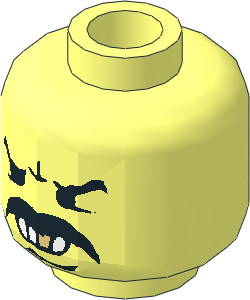 Minifig Head with Angry Moustache, White Teeth and Gold Tooth Pattern
