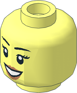 Minifig Head Female with Peach Lips, Smile, Black Eyebrows Pattern (Hollow Stud)