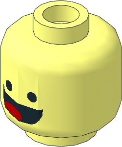 Minifig Head with Black Standard Eyes, Smiling with Tongue / Standard Grin 2-Sided Pattern