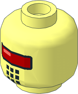 Minifig Head Robot with Red Visor and 9 Black Squares Mouth Pattern