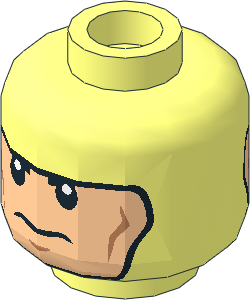 Minifig Head with Balaclava and Light Nougat Face, Cheek Lines, Frown/Clenched Teeth 2-Sided Pattern