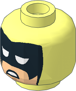 Minifig Head with Balaclava with Black Eye Mask with White Eye Openings and Light Nougat Face and Scowl Pattern