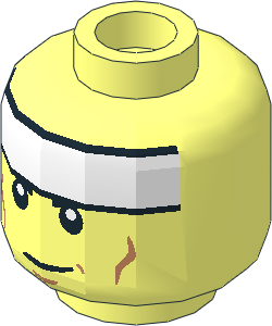 Minifig Head with White Headband and Nougat Cheek Lines, Smirk Pattern