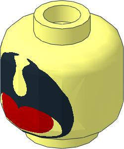 Minifig Head with Large Black Open Mouth with Uvula and Red Tongue Pattern