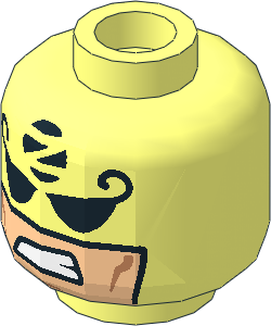 Minifig Head with Balaclava with Black Eyes and Curled Eyelash, 'Z' in Black Circle, Light Nougat Mouth Hole with Sneer Pattern