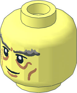 Minifig Head with LOTR Thick Grey Eyebrows and Smile Pattern