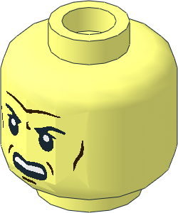 Minifig Head with SW Black Eyebrows, White Pupils, Dark Brown Forhead Lines, Cheek Lines and Chin Dimple and Open Mouth pattern