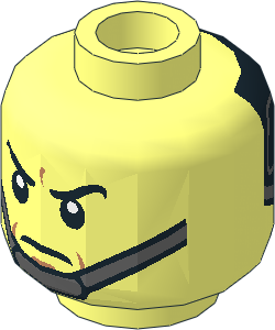 Minifig Head with SW Dark Bluish Grey Chin Strap, Stern Eyebrows / Black Goggles 2-Sided Pattern