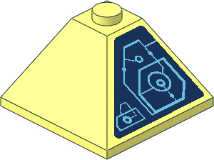 Slope Brick 33  3 x  3 Double Convex with Medium Azure Schematic Circles and Lines - Left Angle Sticker