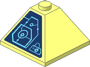 Slope Brick 33  3 x  3 Double Convex with Medium Azure Schematic Circles and Lines - Right Angle Sticker