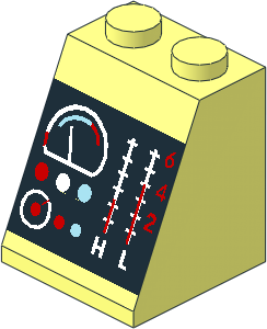 Slope Brick 65  2 x  2 x  2 with Lamps and Dials Pattern