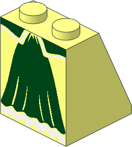 Slope Brick 65  2 x  2 x  2 with Tube and DarkGreen Dress Patt.