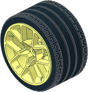 Wheel Rim 42 x 62 with 10 Spokes and  3 Pins with Tyre 44/ 22 x 62 ZR