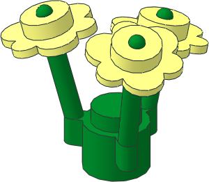 Plant Flower Stem Green with Three Flowers with 6 Petals Centre Upwards