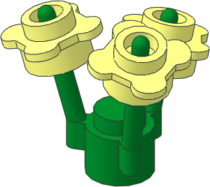 Plant Flower Stem Green with Three Flowers with 4 Petals