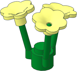 Plant Flower Stem Green with Three Flowers with  6 Rounded Petals