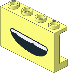 Panel  1 x  4 x  2 with Hollow Studs with Open Smile and Teeth Pattern
