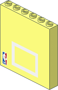 Brick  1 x  6 x  5 with Basketball Backboard and NBA Logo Pattern