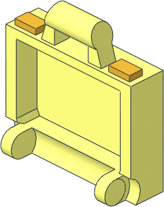 Minifig Suitcase with Hinge with Metallic Gold Clasps Pattern