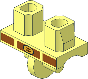 Minifig Hips with Dark Orange Belt and Metallic Gold Buckle with Cow Skull Pattern