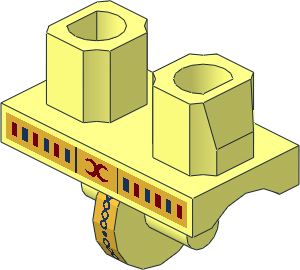 Minifig Hips with Gold X-Belt and Decorated Loincloth Pattern