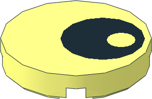 Tile  2 x  2 Round with Round Underside Stud and Black Eye Pattern