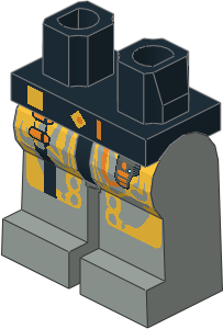 ~Minifig Hips and Legs with Orange Cable Pattern (Obsolete)