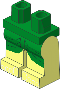 ~Minifig Hips and Legs with Green Kilt & Toes Pattern (Obsolete)