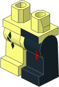 ~Minifig Hips and Legs with Harlequin Red/Black Pattern (Obsolete)