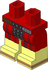 ~Minifig Hips and Legs with Red Roman Tunic and Belt Pattern (Obsolete)