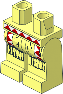 ~Minifig Hips and Legs with Red/White Triangles, Fringe Pattern (Obsolete)