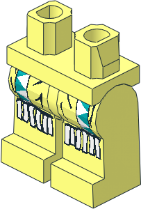 ~Minifig Hips and Legs with Dark Turquoise/White Triangles, White Fringe Pattern (Obsolete)