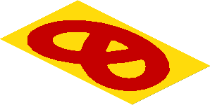 Sticker  2.3 x  3.9 with Red Pretzel on Yellow Background