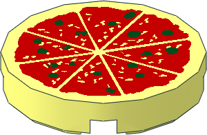 Tile  2 x  2 Round with Round Underside Stud with Pizza Pattern