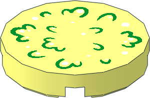 Tile  2 x  2 Round with Round Underside Stud with Green Foliage Pattern